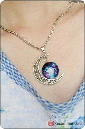 Ожерелье Aliexpress 2014 New Fashion Galaxy Necklace Lovely Galaxy star Cabochon with Alloy Hollow Moon Pendant silver tong Chain Necklace Best Gift